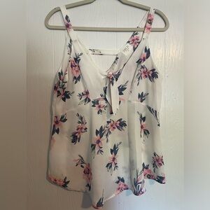 EUC Sienna Sky Sleeveless White and Floral Top, Size Medium